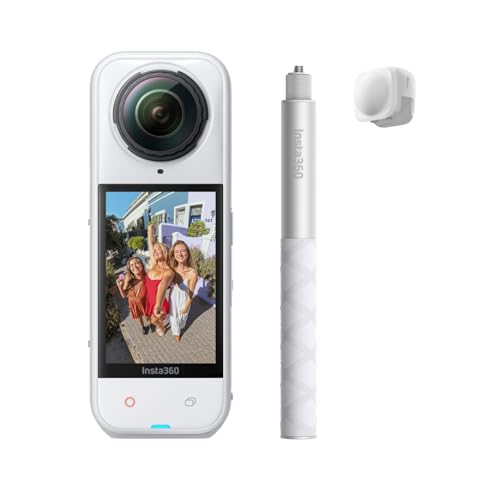 Image of Insta360 X5 Get-Set Bundle Satin White - Waterproof 8K 360 Action Camera, Leading Low Light, Invisible Selfie Stick Effect, Rugged and Replaceable Lens, 3-Hour Battery, Built-in Wind Guard