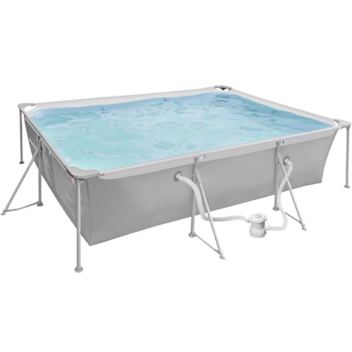 tectake® Piscina Fuori Terra Rettangolare, Piscina da Giardino con Pompa di Filtraggio Inclusa, PVC...