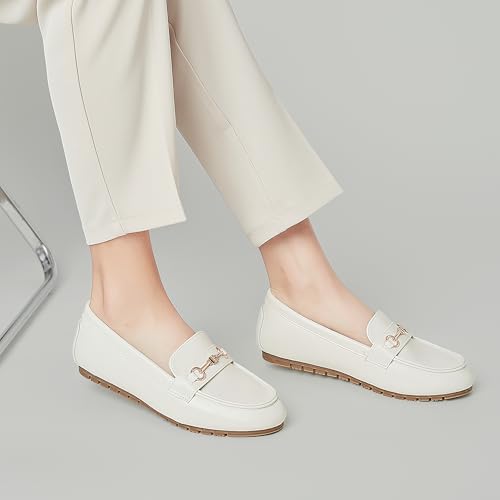Image of BGSTGUDS Women's Wide Loafers Shoes Cute Dressy Shoes Ladies Comfort Slip Ons Work Shoes