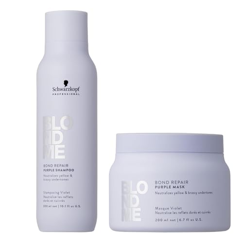Schwarzkopf Professional Blondme – Routine Entgilbender – Bond Repair Purple Mask 200 ml + Shampoo Repair Purple 300 ml – Duo