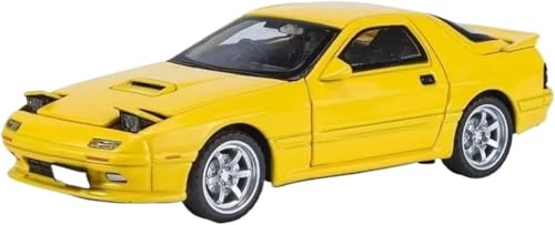 Image of 1:32 Mazda RX-7 Diecast Metal Car Model, Pull Back Toy Car with Openable Doors, Sound & Light Effects, Alloy Vehicle for Kids Boys Girls & Collectors (Yellow)