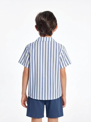 Image of Arshiner Boys 2 Pieces Summer Beach Outfits Short Sleeve Button Down Shirts and Shorts Vacation Texture Sets for Kids