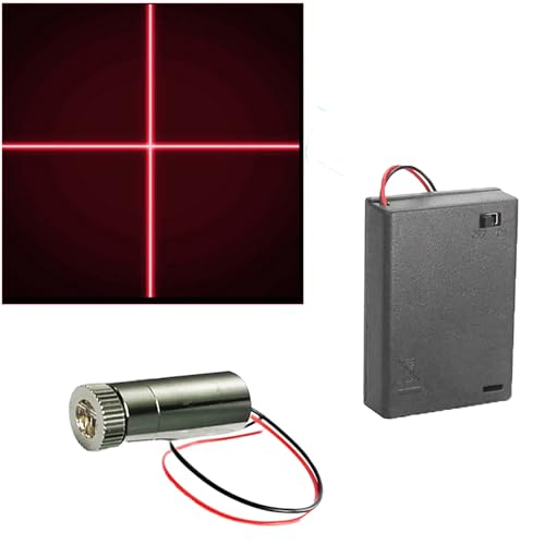 CTRICALVER 1pcs 650nm Módulo de Cruzado Rojo Láser Enfoque Ajustable con Lente de Plástico 3-5V + 1pcs AA Soportes de Batería (Forma de la fuente de luz: cruz)