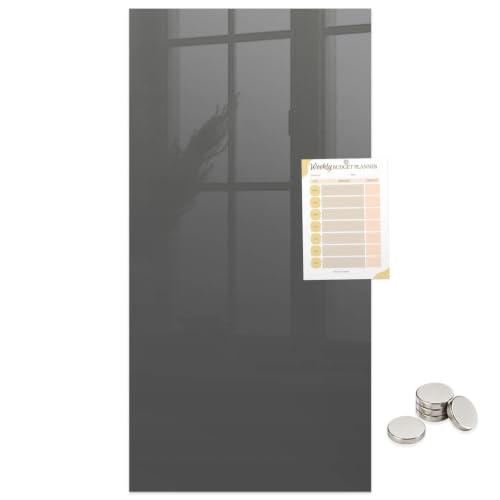 Tablón de anuncios de vidrio templado gris de 60x120 cm con panel magnético para pared