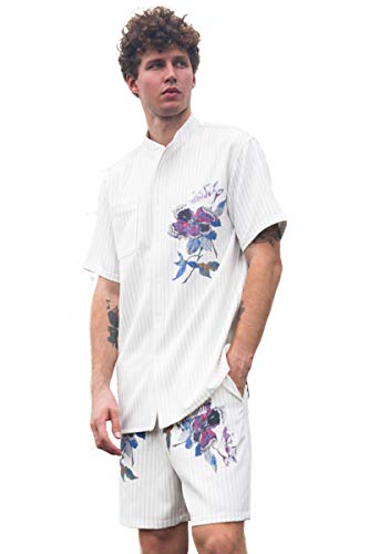 T-shirt Prodigal blanc imprimé fleurs imprimé mode urbaine taille M pour homme et femme