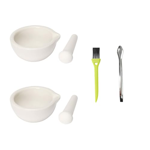6,1 cm Keramik Mörser und Stößel Set, 2 Stück Gewürzmühle Mühle Schalen Pillenzerkleinerer mit Bürste und Löffel Handheld Gewürzmühlen 6,1 cm Keramik Mörser und Stößel Set, 2 Stück Gewürzmühle Mühle Schalen Pillenzerkleinerer mit Bürste und Löffel Handheld Gewürzmühlen