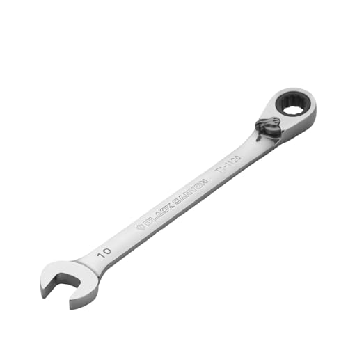 Image of BLACK CANYON 10 mm Ratchet Combination Wrench, 12-Point Box End & Hex Opening, Polished Steel Ratcheting Wrench with SAE & Metric Sizes
