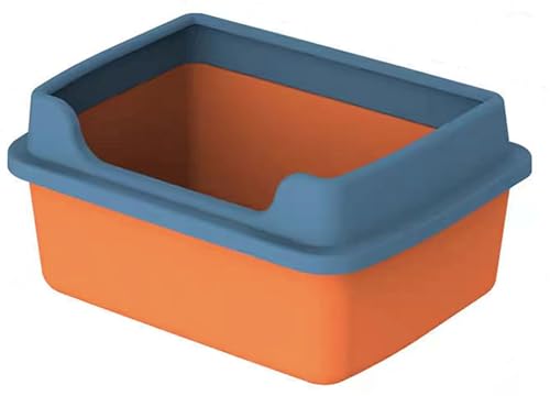 Yatome 猫トイレ 猫砂盆 大型 半密閉型猫砂容器 オープンタイプ 一体成形 長方形 深型 大開口 砂の飛び散ら防止 子猫 成猫 小さい猫 猫用 猫用品お手入れ簡単 軽量 耐久性 ペット用品 (M,B)