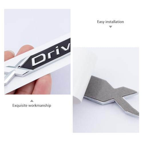 Image of Set of 3D Emblem Grille Badge, ABS X-Drive Rear Emblem Badge Sticker Decal Replacement for X-Drive Trunk Fender (Silver Black)(D4)