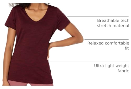 Image of Amazon Essentials Women's Active Quick Dry Tech Stretch Short-Sleeve V-Neck T-Shirt, Moisture-Wicking, Pack of 2