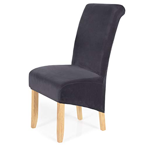 Best Quality 🔥 smiry Stretch Velvet Dining Chair Covers, Removable Washable Large Soft Dining Chair Slipcovers for Kitchen Home Restaurant (Set of 2, Dark Grey)