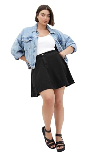 City Chic Women's Plus Size Skirt-Flare Denim, Black
