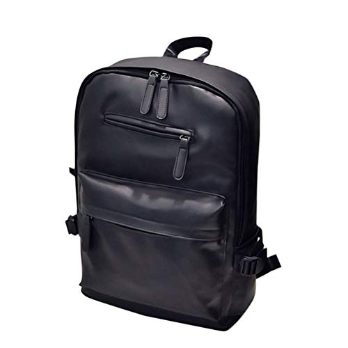 ANDRESLAD Mochila De Pu Negra Gran Capacidad Para Universidad y Viajes Mochila Casual Cuero Sintético Unisex Amplia Resistente y Elegante Mediana