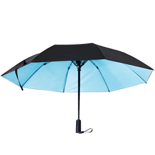 Parapluie ventilateur intégré pour contrer la chaleur et les averses