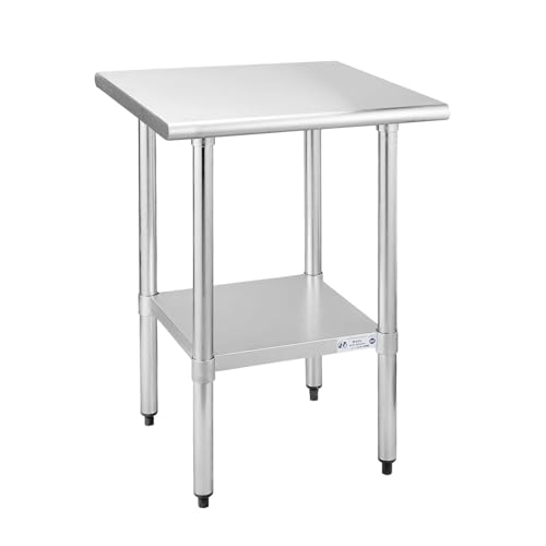 Hally Stainless Steel Table for Prep &amp; Work 24 x 24 Inches NSF Commercial