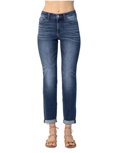 Judy Blue Mid Rise Cuffed Slim Fit Jeans
