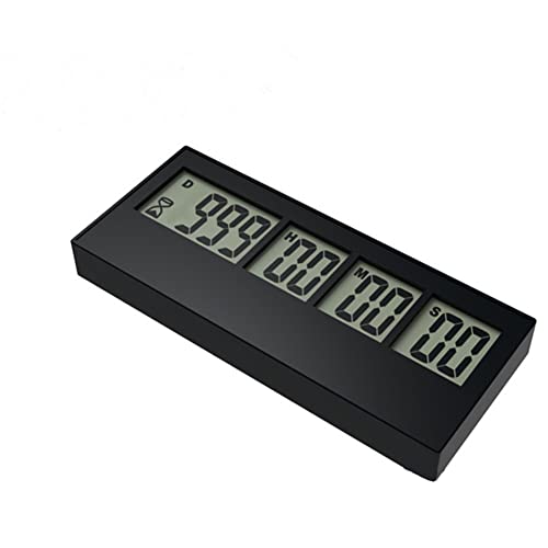 Pewell - Compte à rebours Grand écran 999 Jours, Noir, 65g, Acrylonitrile butadiène styrène, 3 paramètres, Utilisation intérieure et extérieure