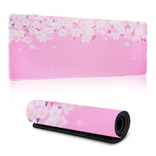 Tapis de bureau antidérapant rose 80 cm pour setup gaming et télétravail