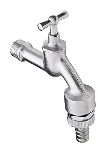 Preisvergleich Produktbild Calmwaters® Geräte-Auslaufventil, Außenwasserhahn mit Geräteanschluss, Kaltwasserhahn mit Rohrbelüfter & Rückflussverhinderer, Wandarmatur mit Schlauchverschraubung, Messing, Mattchrom, 32PM3054