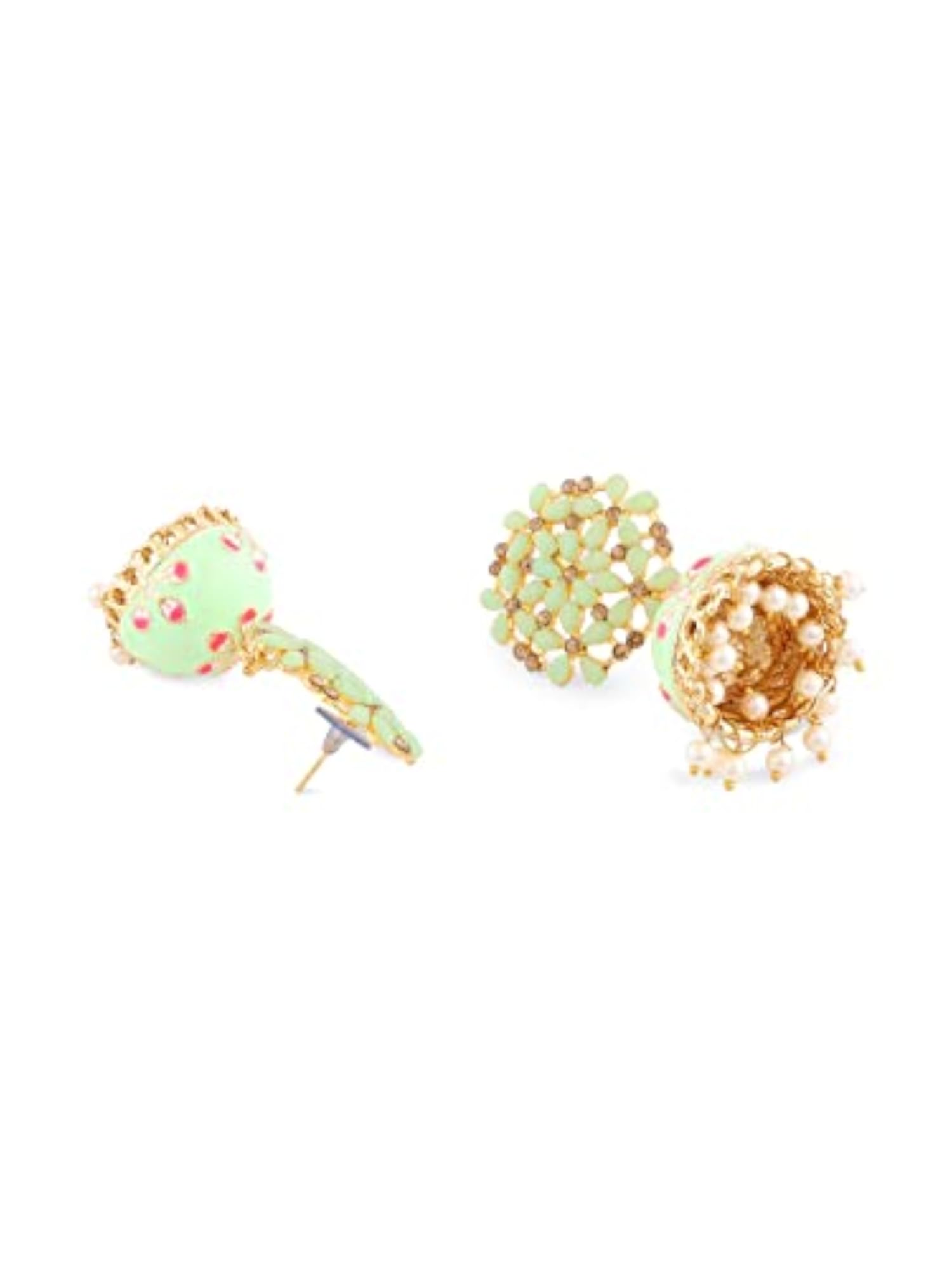 Meenakari Flower Shape Ethnic Jhumki Earring For Women