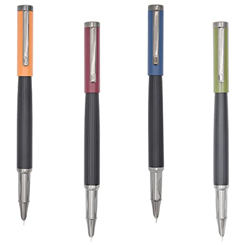 Gullor 4 Pieces Black Copper Barrel Fountain Pen Fine Nib, Smooth Writing Instrument With Converter, Multicolored #TOP1