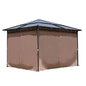 QUICK STAR Metalen tuin hardtop paviljoen 3x3m dubbelkanaalplaten polycarbonaat dak partytent pergola met 4 zijdelen