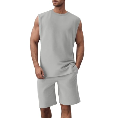 Ensemble homme d'été en tricot gris clair pour sport décontracté chic