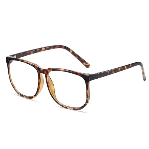 Image of TR90 Oversized Blue Light Blocking Glasses Men Women Ultralight Nerd Square Computer Games Black Large Eyewear