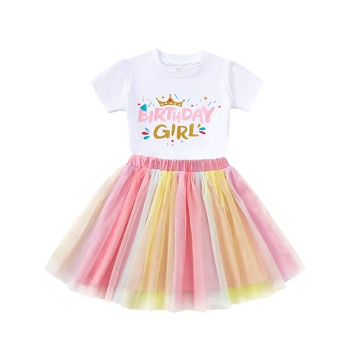 Image of LYSMuch Girls Birthday Outfit Birthday Girls Shirt Princess Tutu Tulle Skirt