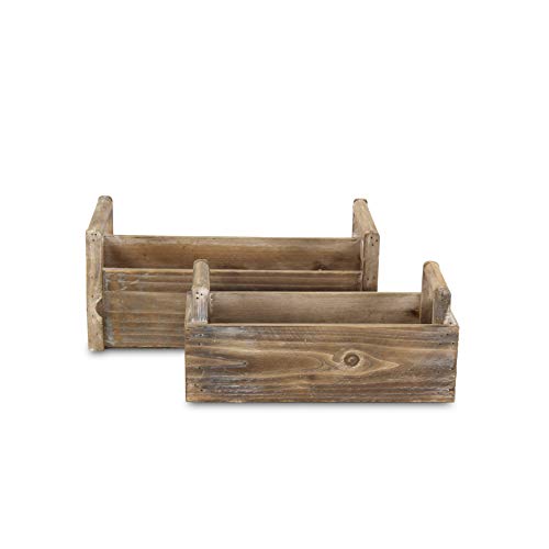 Cheung's Fp-3506-2 Wooden Rectangular Ledge Planter With Handle| Set Of 2 #TOP2