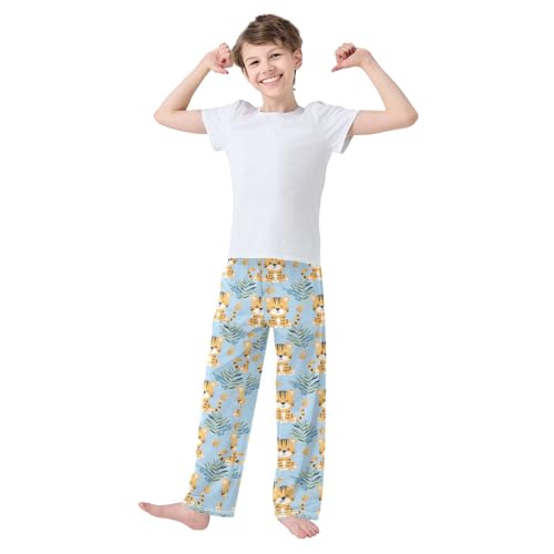 Cute Little Tigers Pajamas Bottoms with Pockets Comfy Pjs Sleepwear Elastic Waistband Pajamas Pants Lounge Pants for 6-14 Years2