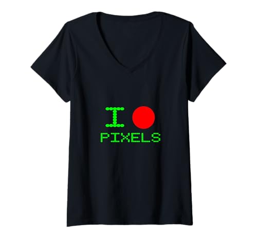 Femme I Love Pixels Funny Web Developer Designer Ingénieur Logiciel T-Shirt avec Col en V