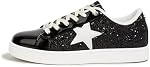 LUCKY STEP Fashion Star Glitter Sneakers.. ..Scintillant Bling Shiny Bedazzled Mariée Chaussures de mariée pour femmes