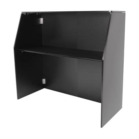 VPABES 4' Folding Portable Event Bar with Top and Middle Shelves, Foldable Bartender Table Cabinet Station, Mobile Laminate Foldable Bar for Parties and Events Cover