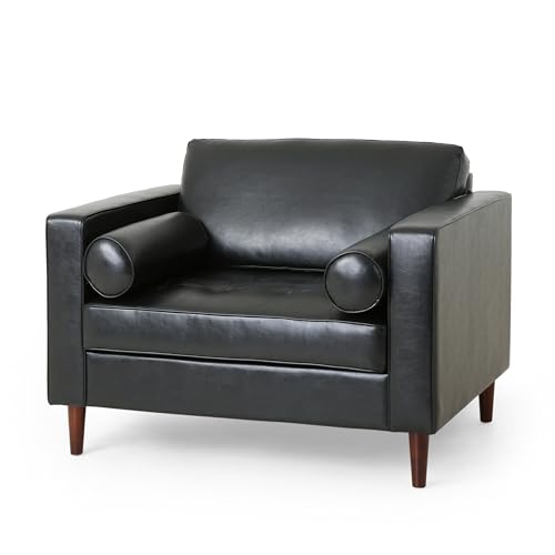 Sillón club tapizado negro con cojines miniatura 1