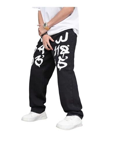 Amazon.com: Men's Baggy Jeans Y2K Vintage Gothic Alphabet Print