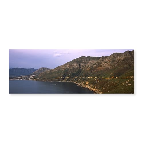 Road leading towards a mountain peak with a town in the background, Mt Chapman's Peak, Hout Bay, Cape Town, Western Cape Province, Republic of South Africa by Anthony Grote, Photography Print, Moun...
