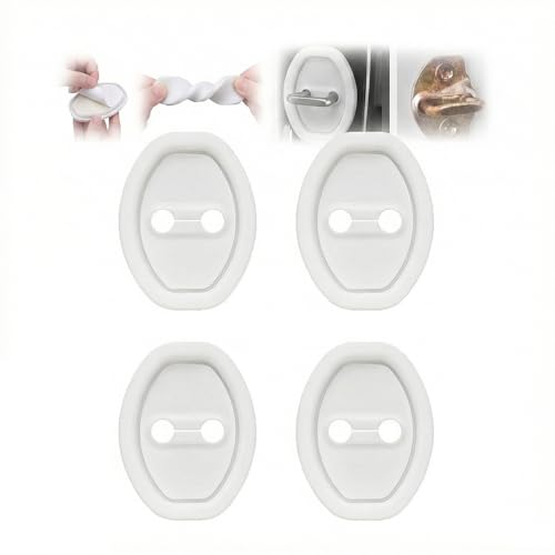 VEADONS 4Pcs Car Door Lock Cover for Mazda MX-5 Miata 1989–2025 2026 NA/NB/NC/ND, Silicone Latch Protector Cap, Sound Dampening Buffer Reduces Closing Noise, Vehicle Interior Accessory,White-4pcs