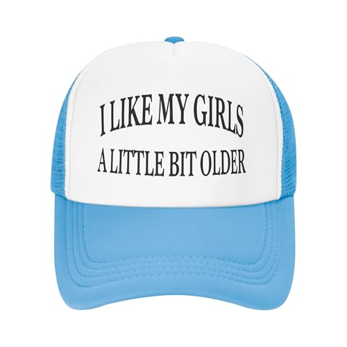 Vetrova I Like My Girls A Little Bit Older Trucker Hat Funny Baseball Cap Mesh Back Adjustable Hats for Kids - Sky Blue