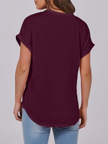 Image of ANRABESS Womens Short Sleeve Henley Tops V Neck Dressy Casual Blouses Summer Trendy Tee Shirts 2026 Vacation Fashion Clothes