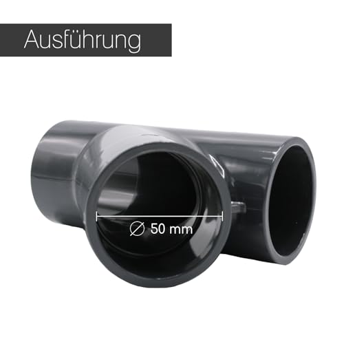 PVC T-Stück 45° Abzweigmuffe - 50 x 50 x 50 mm Innendurchmesser - Rohrmuffe Mit 3 Anschlüssen - Rohr-Verbindungsstück Für Rohre Und Fittinge - BM171