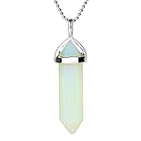 JEWELRIESHOP Simple Hexagonal Pile Design Synthetic Crystal Pendant for Necklace Bead Chain, Power Healing Chakra