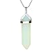Natural Hexagonal Pile Gemstone Crystal Simple Design Pendant Necklace, Stainless Steel Chain, Unisex, Power Healing Chakra