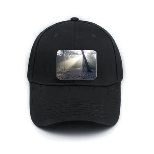 Casquette baseball noire réglable anti-transpiration motif paysage nature science vert foncé