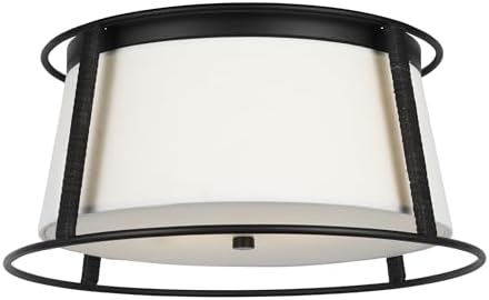 Scott Living 2-Light Cortes Transitional Ceiling Light Fixture Midnight Black DJF1002MBK, Flush Mount Ceiling Light for Home Improvement, Ceiling Lamp is Hall, Dining Room, and Bedroom Light Fixture