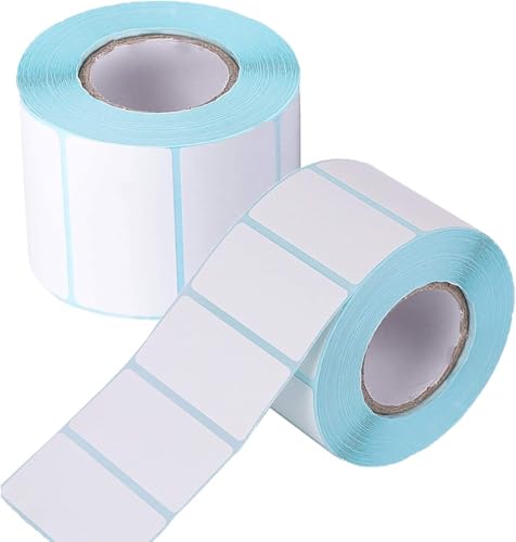 2000 Etiquetas Térmicas Adhesivas 50 x 30 mm – Rollo con Núcleo de 40 mm – Compatibles con Impresoras Térmicas de Sobremesa – Etiquetas para Código de Barras, Precio y Envíos (50X30MM)