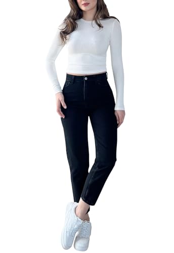 Straight Leg Jeans for Women Trendy High Waisted Stretch Ankle Denim Pants3