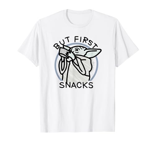 T-shirt Star Wars The Mandalorian But First Snacks noir en coton éco-responsable pour homme