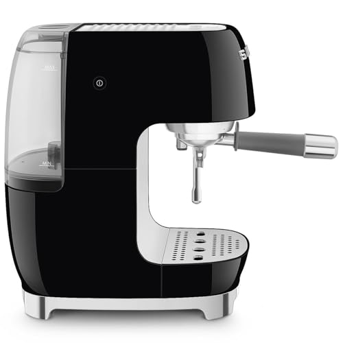 Image of Smeg Cold Brew Coffee Machine, Original Italian Brand, Patented Smeg Black Color, Live the Barista Exeprience, Professional Steam Wand for Creamy Milk Drink, Pressure Monitor, ECF03BLEU