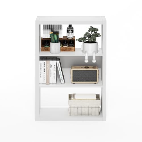 Image of Furinno Viola Book Shelf, 3-Tier Bookshelf, Extra Thick Frame Bookcase with Open Shelf, Open Back Design, 11.3 inch x 23.2 inch x 35.9 inch, for Living Room, Bedroom, Home Office, White